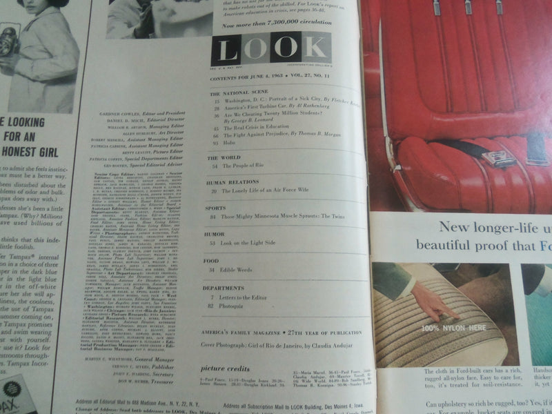 1963 JUNE 4 LOOK MAGAZINE - THE PEOPLE OF RIO - 50-YEAR WAR ANTI-SEMITISM- LK 77