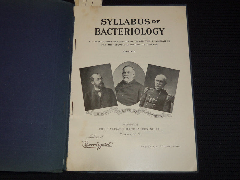 1901 SYLLABUS OF BACTERIOLOGY DESIGNED TO AID PHYSICIAN - 5 PLATES - J 7953