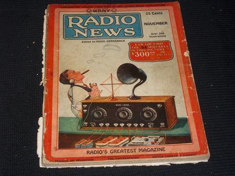 1925 NOVEMBER RADIO NEWS MAGAZINE - MUSI-DINE FRONT COVER - E 5204
