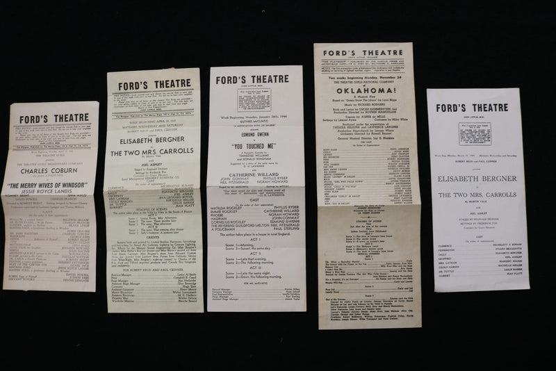 1945-1946 FORD'S THEATRE PROGRAMS - LOT OF 5 - BALTIMORE - K 2821