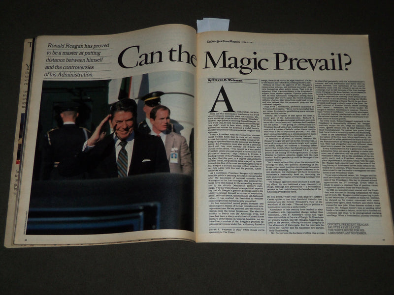 1984 APRIL 29 NEW YORK TIMES MAGAZINE SECTION - RONALD REAGAN COVER - J 3059