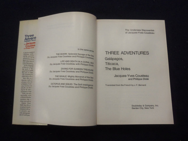 1973 THREE ADVENTURES HARDCOVER BOOK BY JACQUES-YVES COUSTEAU - KD 8283