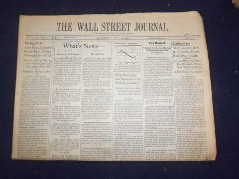 1986 JULY 30 THE WALL STREET JOURNAL -SUICIDE RATE RISING AMONG ELDERLY - WJ 181