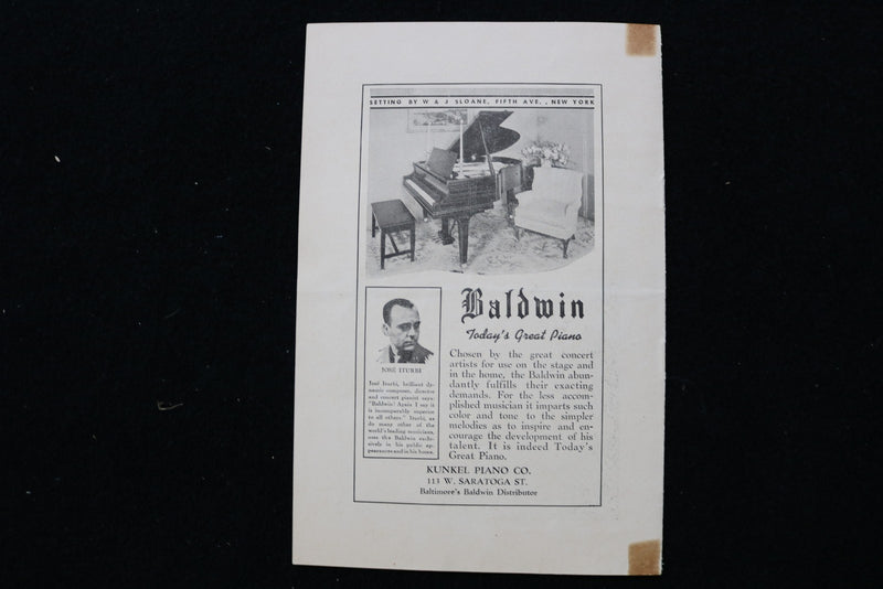 1941 MARCH 14 NELSON EDDY CONCERT PROGRAM & STUB - LYRIC THEATRE - K 2803