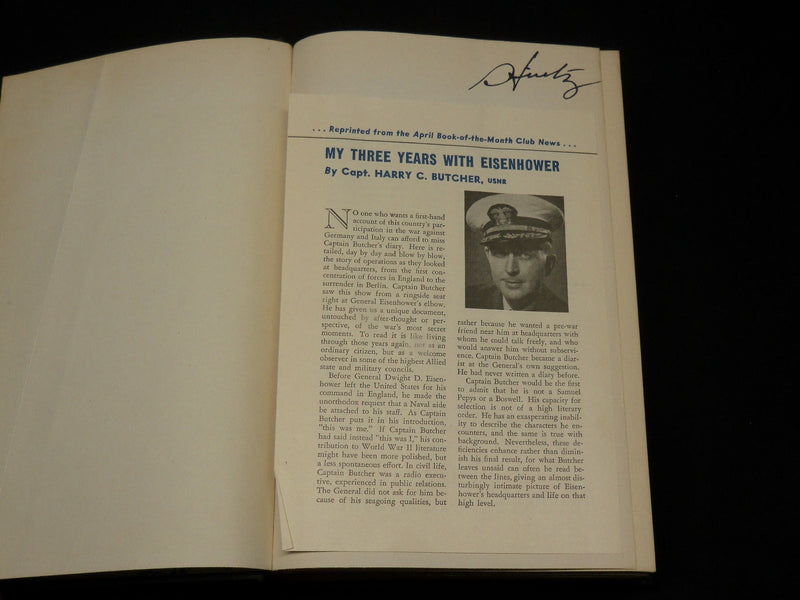 1946 MY THREE YEARS WITH EISENHOWER HARDCOVER BOOK BY HARRY BUTCHER - KD 6589