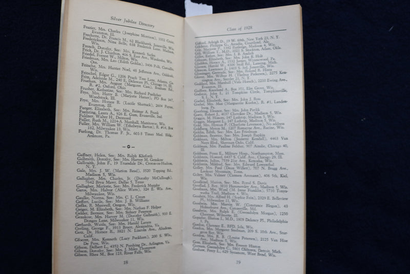 1953 WISCONSIN ALUMNI ASSOCIATION SILVER JUBILEE DIRECTORY CLASS OF 1928- K 1445