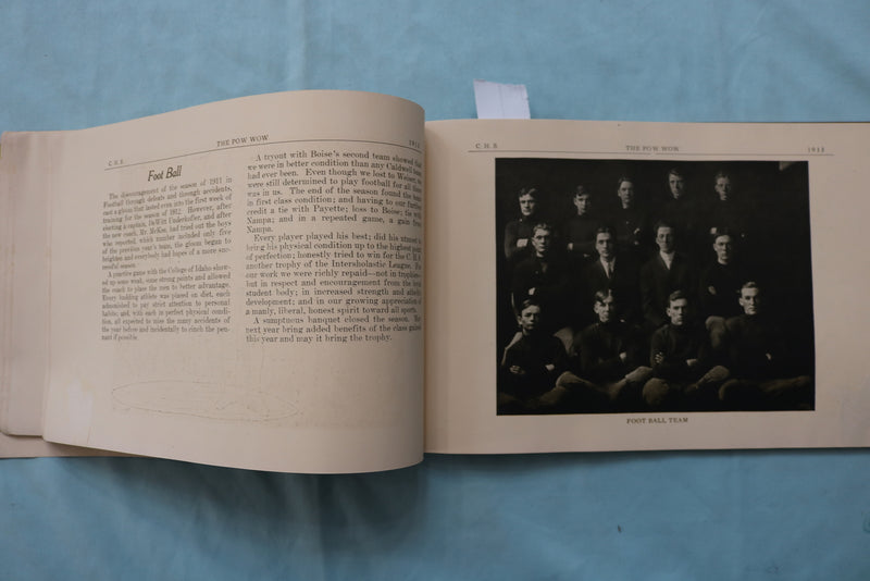 1911-1913 THE POW-WOW CALDWELL HIGH SCHOOL YEARBOOK - IDAHO - LOT OF 2 - K 2580