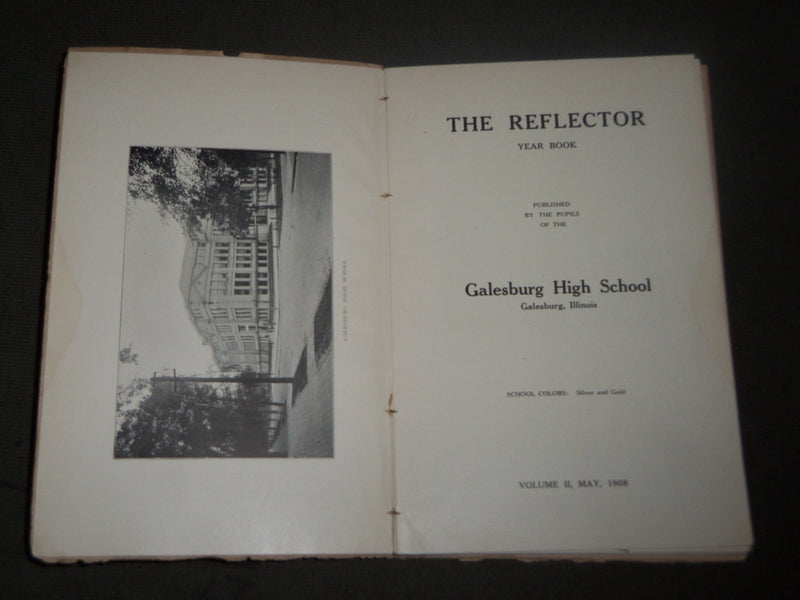 1908 & 1911 THE REFLECTOR GALESBURG HIGH SCHOOL YEARBOOK LOT OF 2 - YB 1423