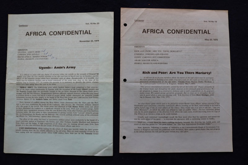 1974-1976 AFRICA CONFINDENTIAL NEWSLETTER PUBLICATION - LOT OF 12 - K 1543