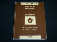 1992 CHRYSLER VAN/WAGON FWD & AWD SERVICE MANUAL - 25 SECTIONS - R 703S