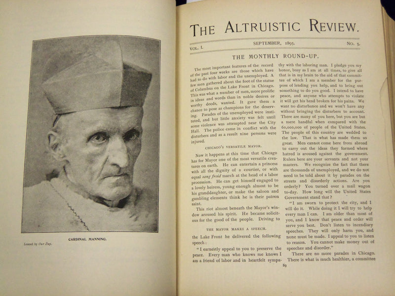 1893-1894 THE ALTRUISTIC REVIEW BOUND VOLUME NO. 1/2 - KD 3486O