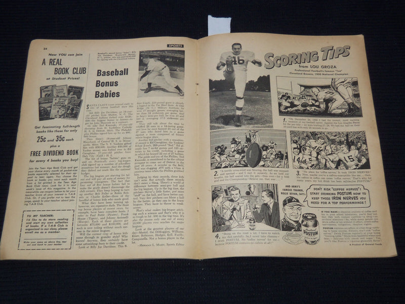 1951 SEPTEMBER 19 WORLD WEEK MAGAZINE - LOU GROZA - COCA-COLA AD - J 7445