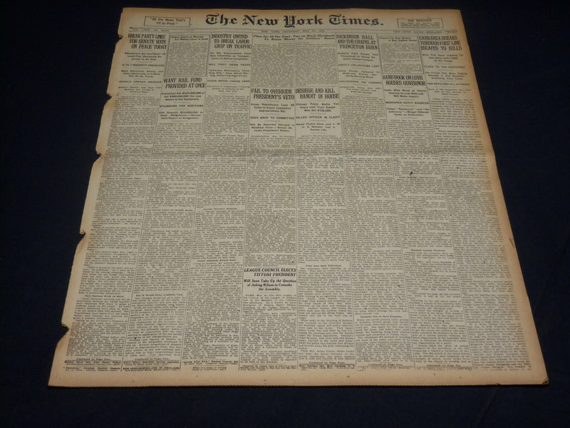 1920 MAY 15 NEW YORK TIMES - DICKINSON HALL AT PRINCETON BURNS - NT 8677
