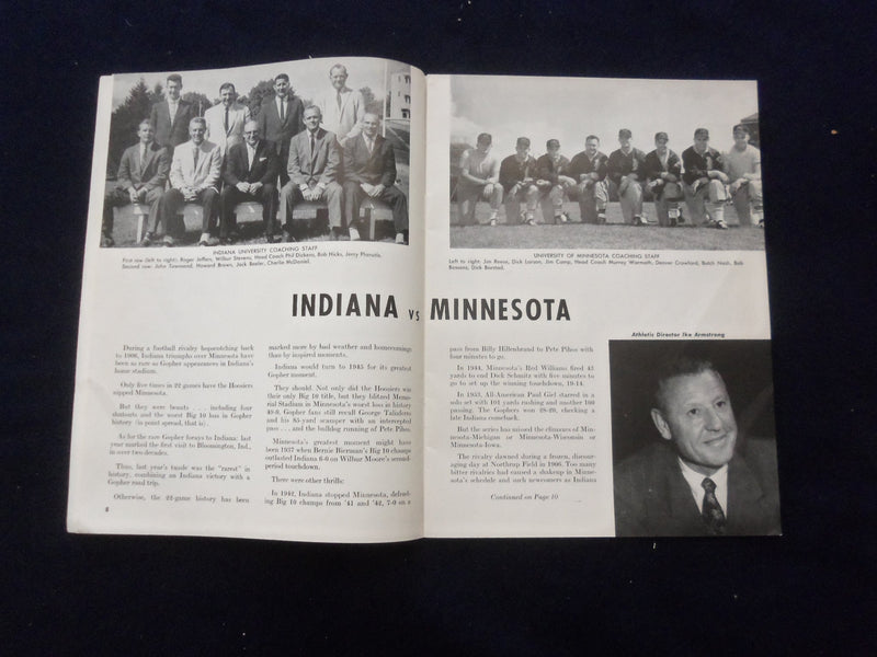 1959 OCTOBER 3 FOOTBALL PROGRAM - INDIANA UNIV VS. UNIV OF MINNESOTA - SP 5454S