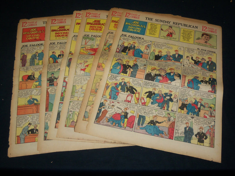 1938 THE SUNDAY REPUBLICAN COLOR COMIC FRONT PAGES LOT OF 6 - NTL 82E