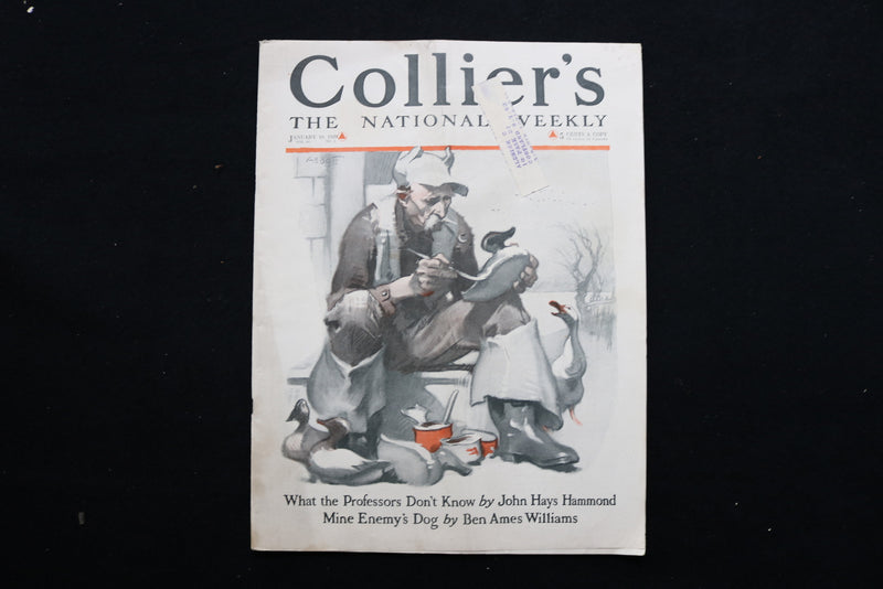 1920 JANUARY 10 COLLIER'S MAGAZINE - A MAN PAINTING WOODEN DUCKS COVER - E 10966
