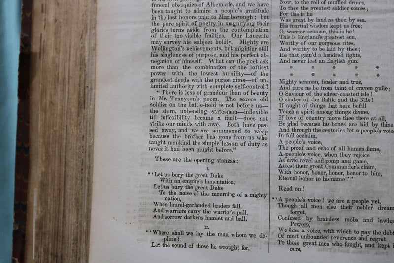 1852 JULY-DECEMBER THE LITERARY WORLD BOUND VOLUME - HAWTHORNE-WEBSTER - KD 9719
