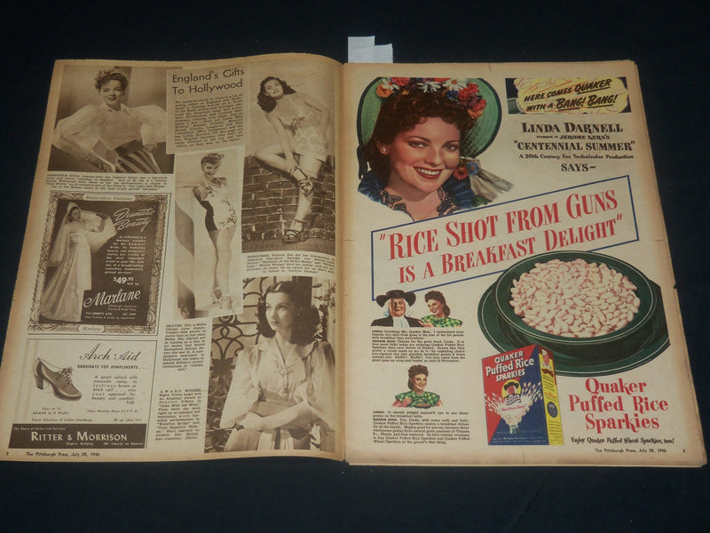 1946 JULY 28 THE PITTSBURGH PRESS SUNDAY ROTO SECTION - LAKE ERIE COVER- NP 4443