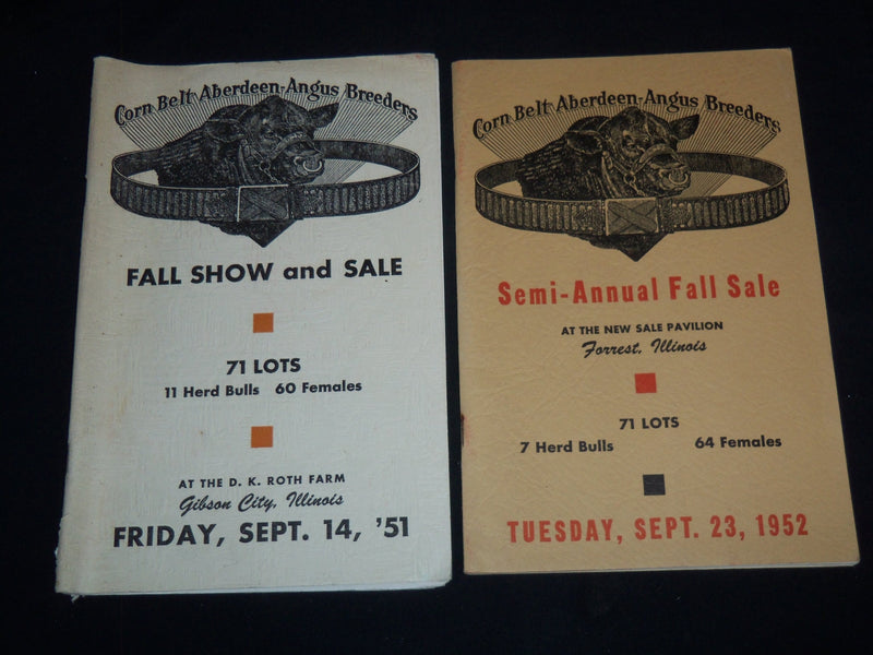 1951-1952 CORNBELT ANGUS BREEDERS FALL SALE CATALOG LOT OF 2 - ILLINOIS - J 9089