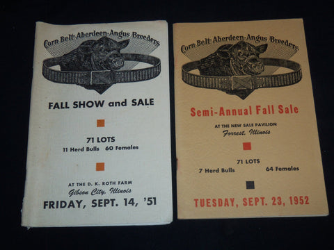 1951-1952 CORNBELT ANGUS BREEDERS FALL SALE CATALOG LOT OF 2 - ILLINOIS - J 9089