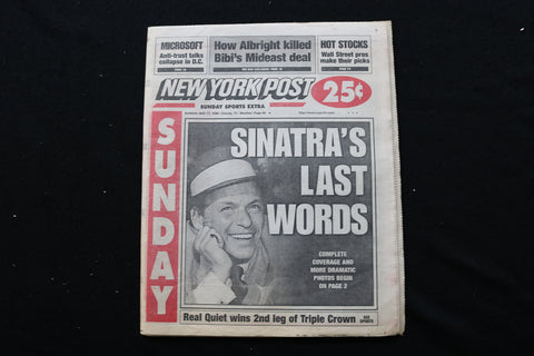 1998 MAY 17 NEW YORK POST NEWSPAPER - FRANK SINATRA'S LAST WORDS - NP 8922