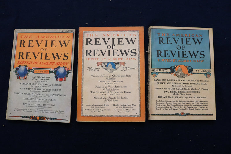 1925 AMERICAN REVIEW OF REVIEWS MAGAZINE - COMPLETE YEAR - LOT OF 12 - O 3305