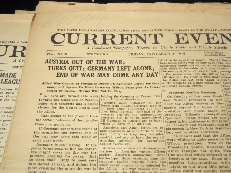 1918-1923 CURRENT EVENTS NEWSPAPERS - 38 PIECES - NP 3032D