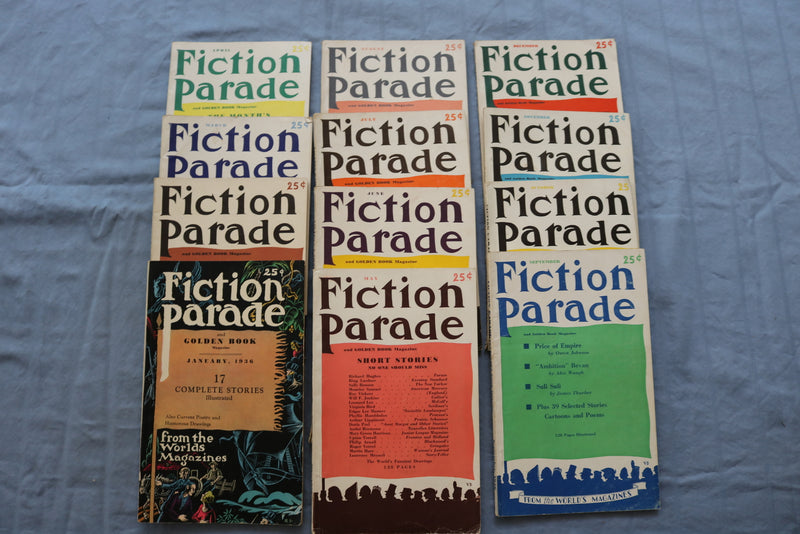 1936 FICTION PARADE AND GOLDEN BOOK MAGAZINE - LOT OF 12 - COMPLETE YEAR- O 3334