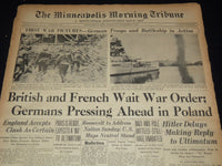1939 SEPT 2 MINNEAPOLIS MORNING TRIBUNE - BRITISH & FRENCH WAIT WAR - NT 9518