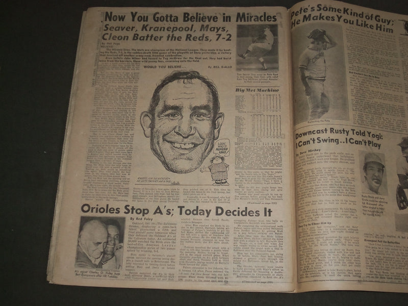 1973 OCT 11 NEW YORK DAILY NEWS - AGNEW QUITS - NY METS NL CHAMPIONS - NP 3042