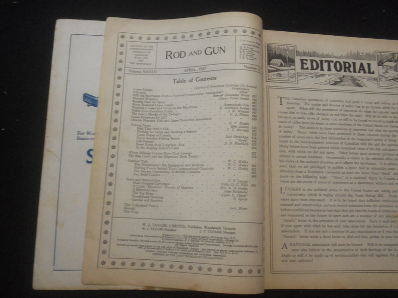 1927 APRIL ROD AND GUN MAGAZINE - NICE COVER, ARTICLES & PHOTOS - SP 6377C