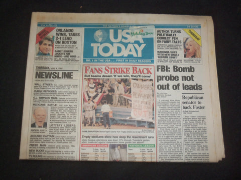 1995 MAY 4 USA TODAY NEWSPAPER - FBI: BOMB PROBE NOT OUT OF LEADS - NP 7790