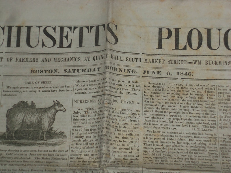 1846 JUNE 6 MASSACHUSETTS PLOUGHMAN NEWSPAPER - LETTER FROM RIO GRANDE - NP 5124