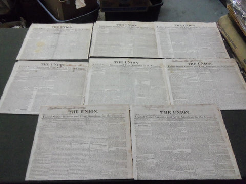 1818 THE UNION U.S. GAZETTE & TRUE AMERICAN NEWSPAPER LOT OF 8 DIFF - NP 1475