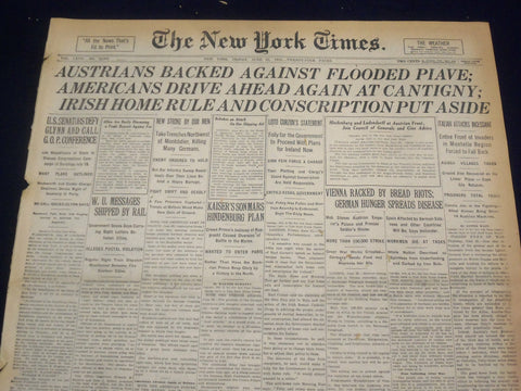 1918 JUNE 21 NEW YORK TIMES - AMERICANS DRIVE AGAIN AT CANTIGNY - NT 9099