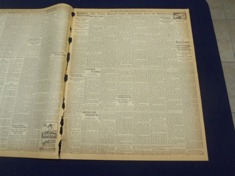 1918 AUGUST 31 NEW YORK TIMES - FRENCH TAKE HILL NEAR NOYON - NT 9195