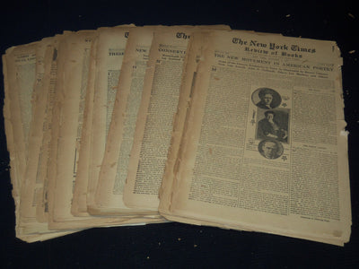 1917-1918 NEW YORK TIMES NEWSPAPER BOOK REVIEW SECTIONS LOT OF 20 - O 3221E