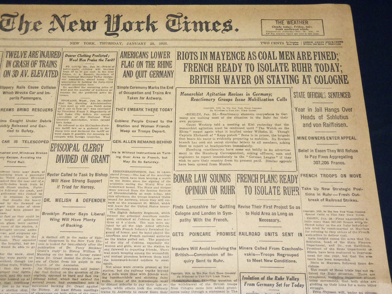 1923 JANUARY 25 NEW YORK TIMES - RIOTS IN MAYENCE COAL MEN FINED - NT 7902