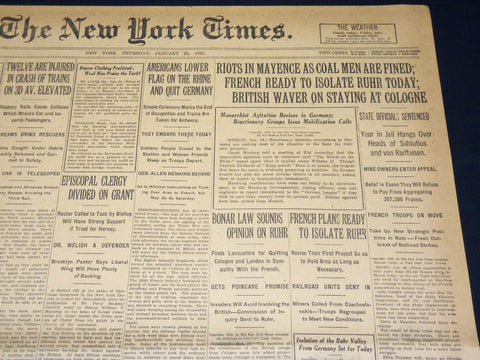 1923 JANUARY 25 NEW YORK TIMES - RIOTS IN MAYENCE COAL MEN FINED - NT 7902