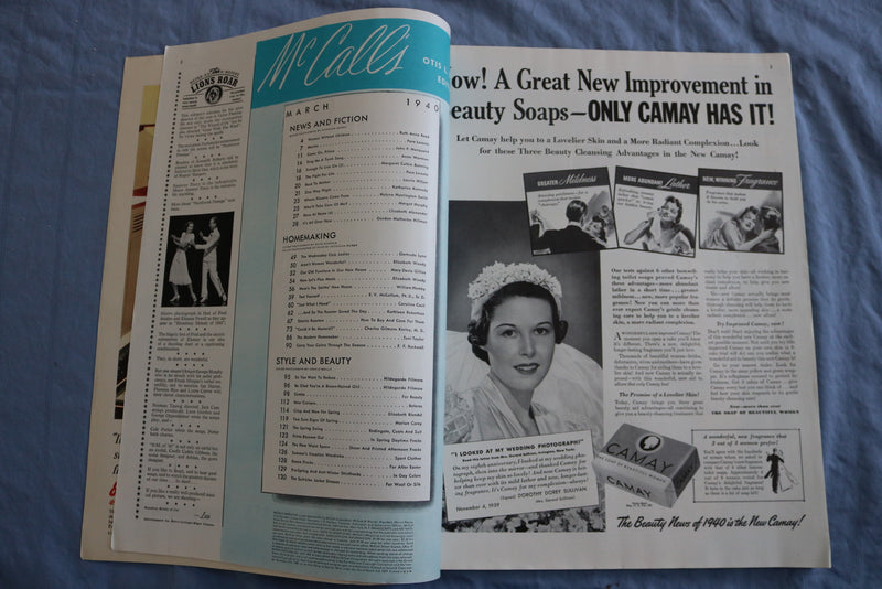 1940 MARCH MCCALL'S MAGAZINE - ELIZABETH ALEXANDER - JOHN P. MARQUAND - SP 4785Z