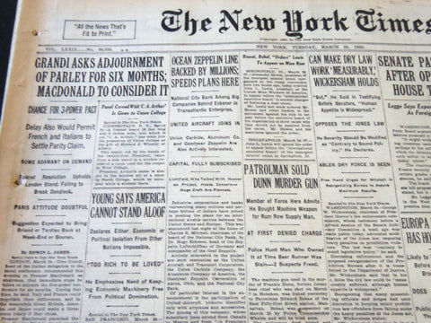 1930 MARCH 25 NEW YORK TIMES - GRANDI ASKS ADJOURNAMENT OF PARLY - NT 5669