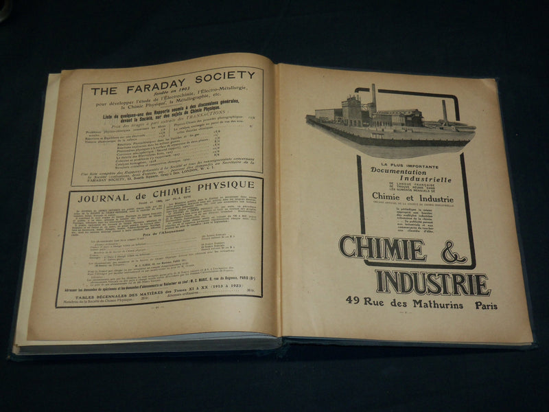 1925-1926 TABLES ANNUELLES DE CHEMIE - PHYSIQUE - BIOLOGIE LOT OF 2 - KD 4543