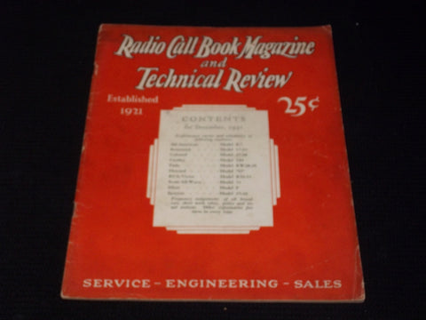 1931 DECEMBER RADIO CALL BOOK & TECHNICAL REVIEW MAGAZINE NICE COVER - E 6304