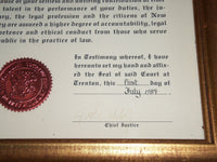 1987 NJ CHIEF JUSTICE ROBERT WILENTZ SIGNED CERTIFICATE FRAMED PHOTO 10 1/2 X 14