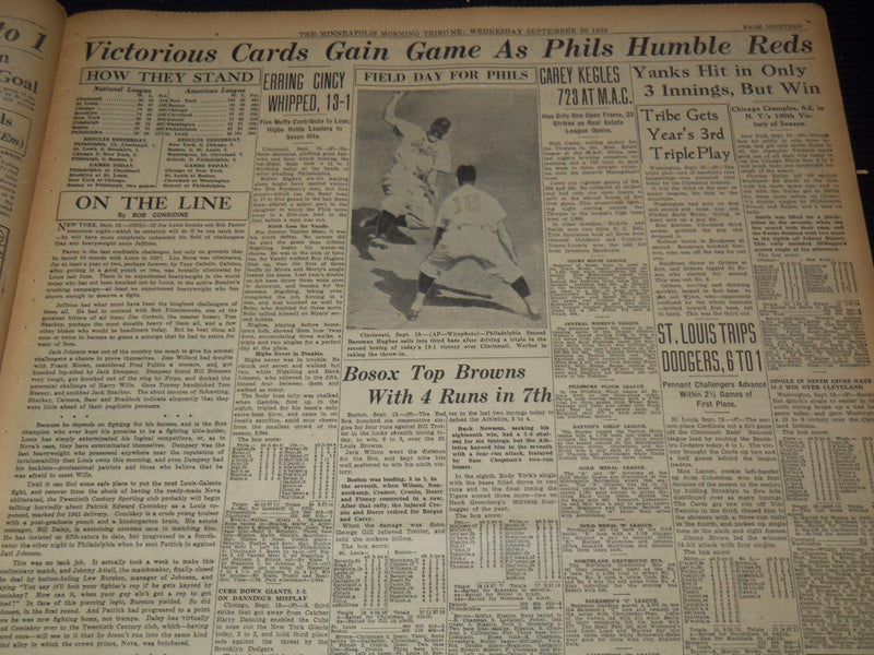1939 SEPT 20 MINNEAPOLIS MORNING TRIBUNE NEWSPAPER - ALLIES SPURN PEACE- NT 9536