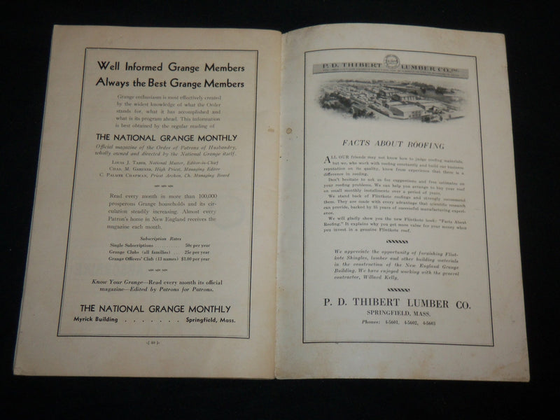 1938 NEW ENGLAND THE GIBRALTAR OF THE GRANGE BUILDING PROGRAM - J 6635