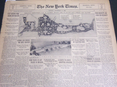 1936 DECEMBER 6 NEW YORK TIMES GENERAL NEWS - VAST QUEENS PARK RISING - NT 7003
