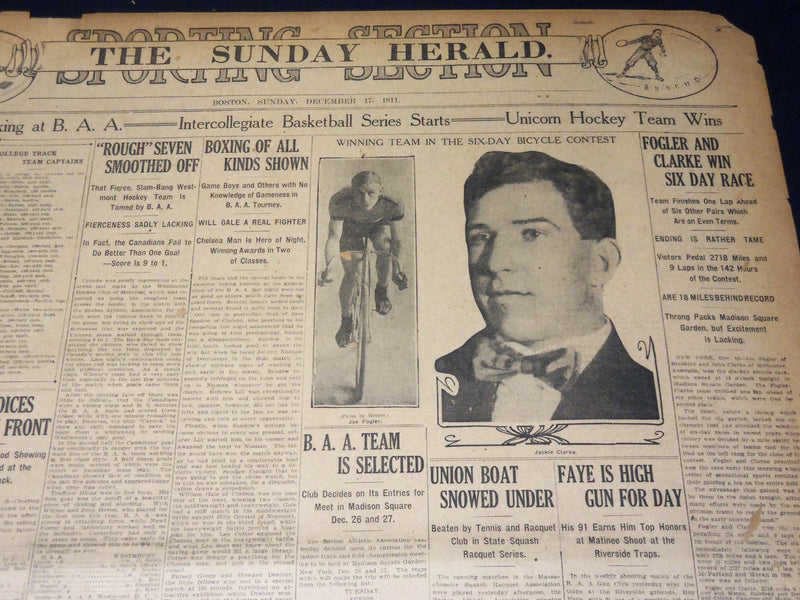 1911 THE BOSTON HERALD SUNDAY SPORTING SECTIONS LOT OF 11 - NICE PHOTOS - UP 97