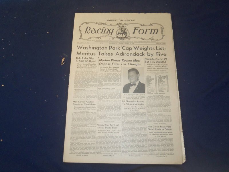 1969 AUGUST 12 THE DAILY RACING FORM- MERITUS TAKES ADIRONDACK BY FIVE -NP 2534I