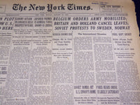 1940 JANUARY 15 NEW YORK TIMES - BELGIUM ORDERS ARMY MOBILIZED - NT 2686